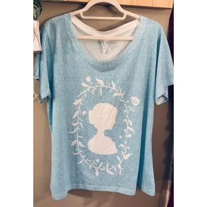 Litographs Jane Eyre Book Text T-Shirt Womens 3XL Blue Charlotte Bronte Tee